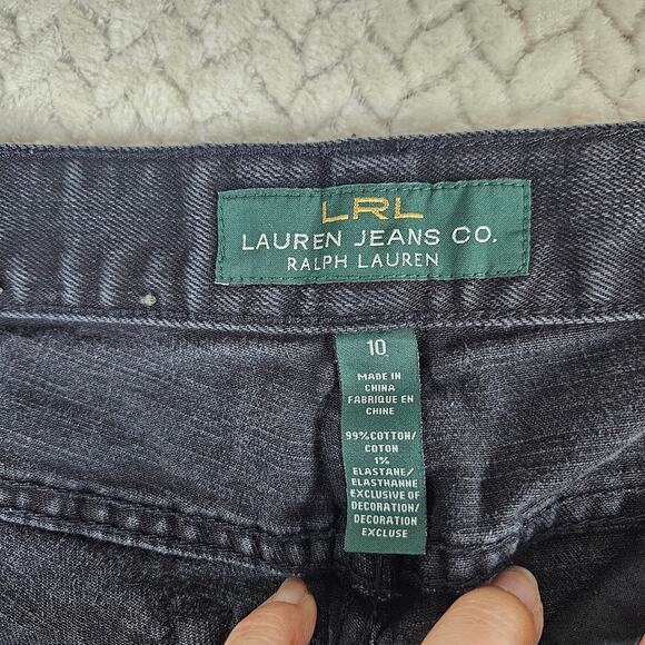 LRL Lauren Jeans Co Ralph Lauren Black Classic Straight Leg Jeans Sz10 Worn Look - Picture 3 of 10